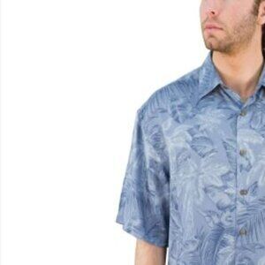 Breakwater Blue Palm Leaves SS Button Down Shirt Sz XL